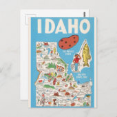 カラフルなアイダホ州のヴィンテージ地図 ポストカード (正面/裏面)