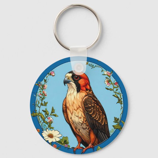 カラフルなアカアシ・ファルコン鳥 キーホルダー (正面)