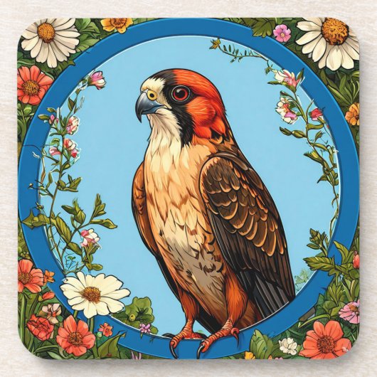 カラフルなアカアシ・ファルコン鳥 コースター (正面)