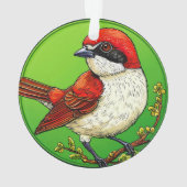 カラフルなアカモズクモドキの鳥 オーナメント (裏面)