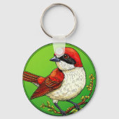 カラフルなアカモズクモドキの鳥 キーホルダー (裏面)