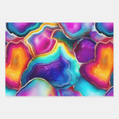 カラフルなアゲートの抽象的なデザインと渦巻く層 ラッピングペーパーシート (正面)