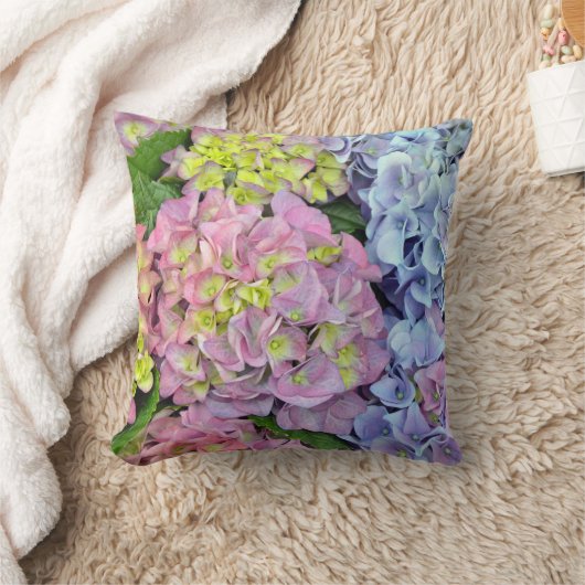カラフルなアジサイの花のプリントの装飾用クッション クッション (ブランケット)