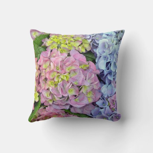 カラフルなアジサイの花のプリントの装飾用クッション クッション (裏面)