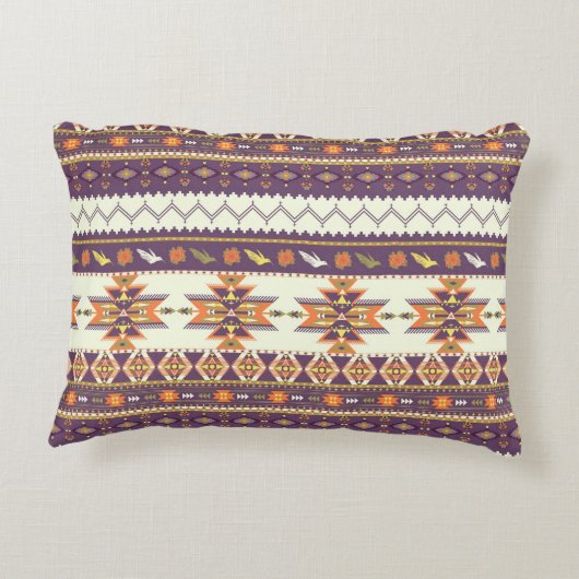 カラフルなアズテック派のパターン アクセントクッション (裏面)