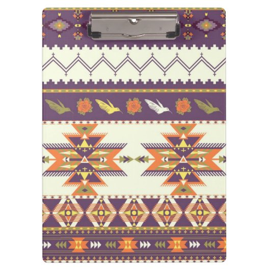 カラフルなアズテック派のパターン クリップボード (正面)