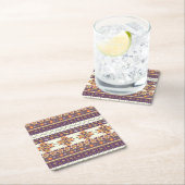 カラフルなアズテック派のパターン スクエアペーパーコースター (インサイチュ)