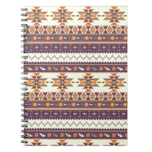 カラフルなアズテック派のパターン ノートブック (正面)