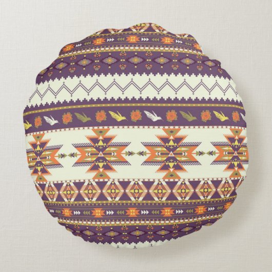 カラフルなアズテック派のパターン ラウンドクッション (裏面)