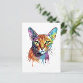 カラフルなアビシニアン猫 ポストカード (スタンド正面)