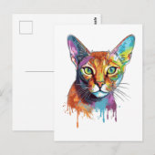 カラフルなアビシニアン猫 ポストカード (正面/裏面)