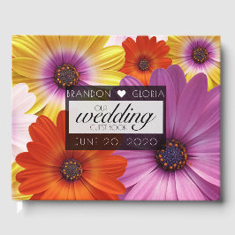 カラフルなアフリカのデイジー 花 フラワーの結婚式 ゲストブック