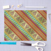 カラフルなアフリカのマスクのストライプなKenteパターン 薄葉紙 (クラフト)