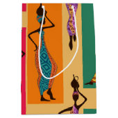 カラフルなアフリカの女性 ミディアムペーパーバッグ (正面)