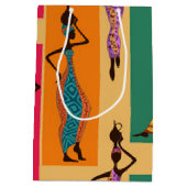 カラフルなアフリカの女性 ミディアムペーパーバッグ (裏面)