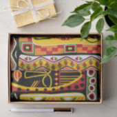 カラフルなアフリカパターンプリントのコラージュ 薄葉紙 (ギフト)