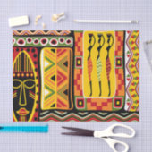 カラフルなアフリカパターンプリントのコラージュ 薄葉紙 (クラフト)