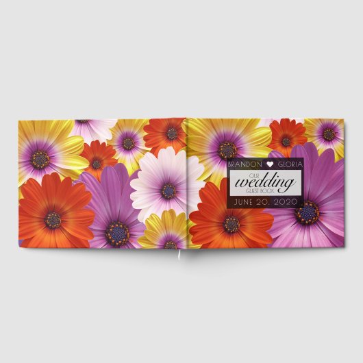 カラフルなアフリカン デイジー 花 フラワーのウェディング ゲストブック (全面)