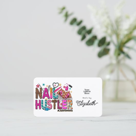 カラフルなアフリカ系アメリカ人のジュンティーン・ネイルハッスラー 名刺 (スタンド正面)