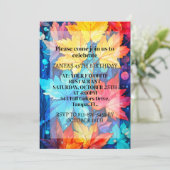 カラフルなアブストラクトオータムリーフバースデーパーティー 招待状 (スタンド正面)