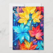 カラフルなアブストラクトオータムリーフバースデーパーティー 招待状 (裏面)