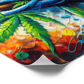 カラフルなアブストラクト魚壁装飾アート ポスター (角)