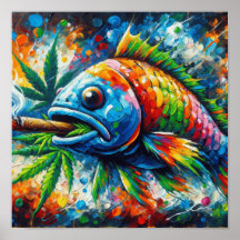 カラフルなアブストラクト魚壁装飾アート