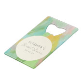 カラフルなアブストラクト ウォーターカラー ブライダル シャワー カスタム クレジットカード栓抜き (正面アングル)