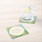 カラフルなアブストラクト ウォーターカラー ブライダル シャワー カスタム スクエアペーパーコースター (インサイチュ)