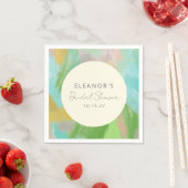 カラフルなアブストラクト ウォーターカラー ブライダル シャワー カスタム スタンダードカクテルナプキン (インサイチュ)