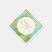 カラフルなアブストラクト ウォーターカラー ブライダル シャワー カスタム スタンダードカクテルナプキン (角)