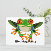 カラフルなアマガエルの誕生会 招待状 (スタンド正面)