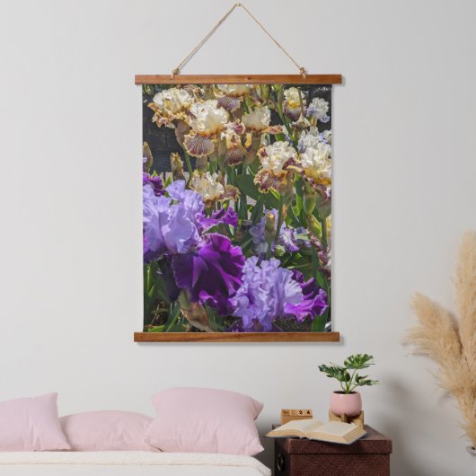 カラフルなアヤメの庭の花 吊り下げ型タペストリー (寝室)