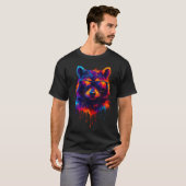 カラフルなアライグマの抽象アート Tシャツ (正面フル)