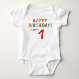 カラフルなアルファベットの1歳の誕生日ギフト - 名前入り ベビーボディスーツ