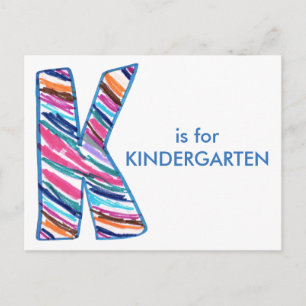 カラフルなアルファベットのKは幼稚園(Kay=Kindergarten)のK ポストカード