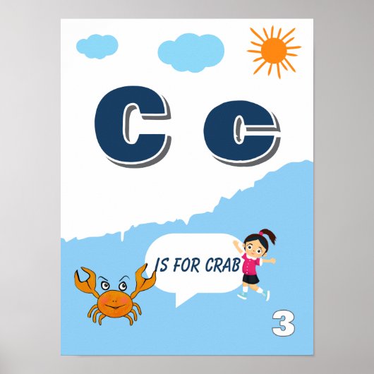 カラフルなアルファベット学習ポスターの文字C ポスター (正面)