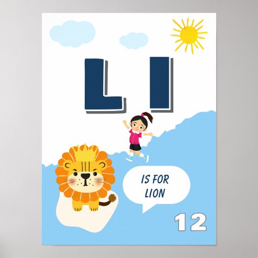 カラフルなアルファベット学習ポスター 文字L ポスター (正面)