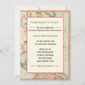 カラフルなアンティーク ヴィンテージマップ 退職パーティー 招待状 (裏面)