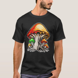 カラフルなアースィーなサイケデリックなキノコの芸術 Tシャツ