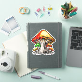 カラフルなアースィーなサイケデリックキノコの芸術 シール (iPadカバー)