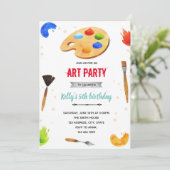 カラフルなアートパーティーのお誘い 招待状 (スタンド正面)