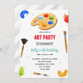 カラフルなアートパーティーのお誘い 招待状 (正面/裏面)