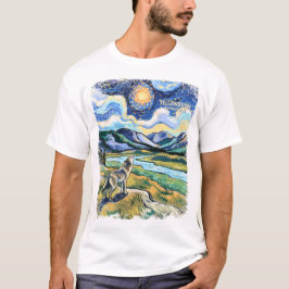 カラフルなイエローストーン国立公園のオオカミの遠吠え Tシャツ