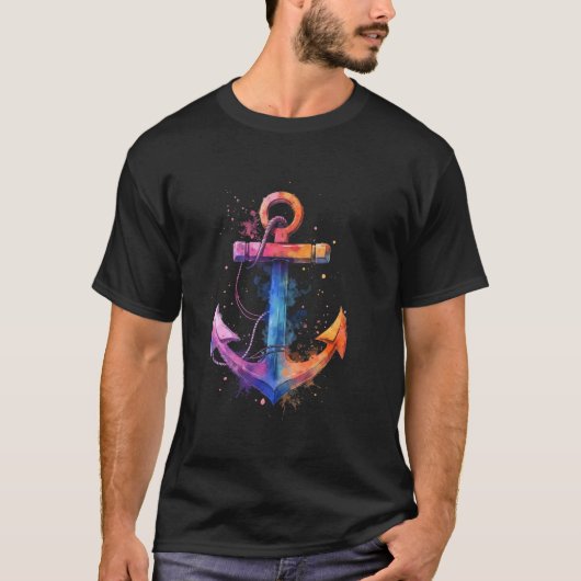 カラフルなイカリのデザイン Tシャツ (正面)