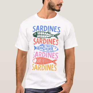 カラフルなイタリアの夏のイワシ グラフィックTシャツ Tシャツ