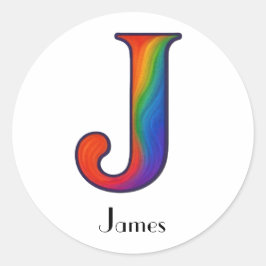 カラフルなイニシャル「J」ステッカー ラウンドシール