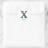カラフルなイニシャル「X」ステッカー ラウンドシール (バッグ)