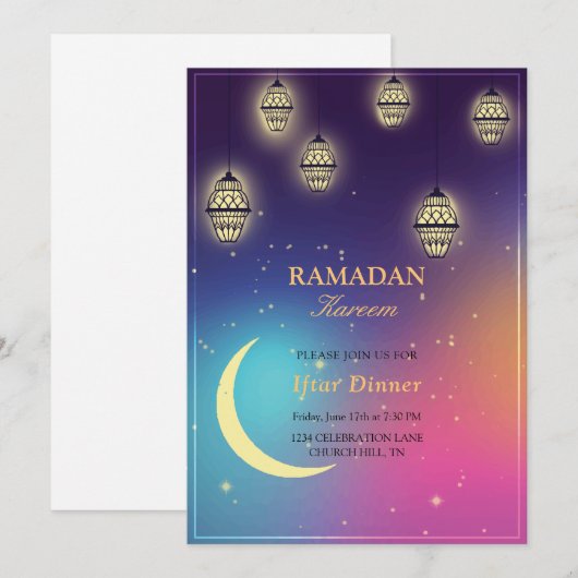 カラフルなイフタールの招待状 招待状 (正面/裏面)