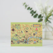 カラフルなイラストのロンドン地図 イギリス ポストカード (スタンド正面)